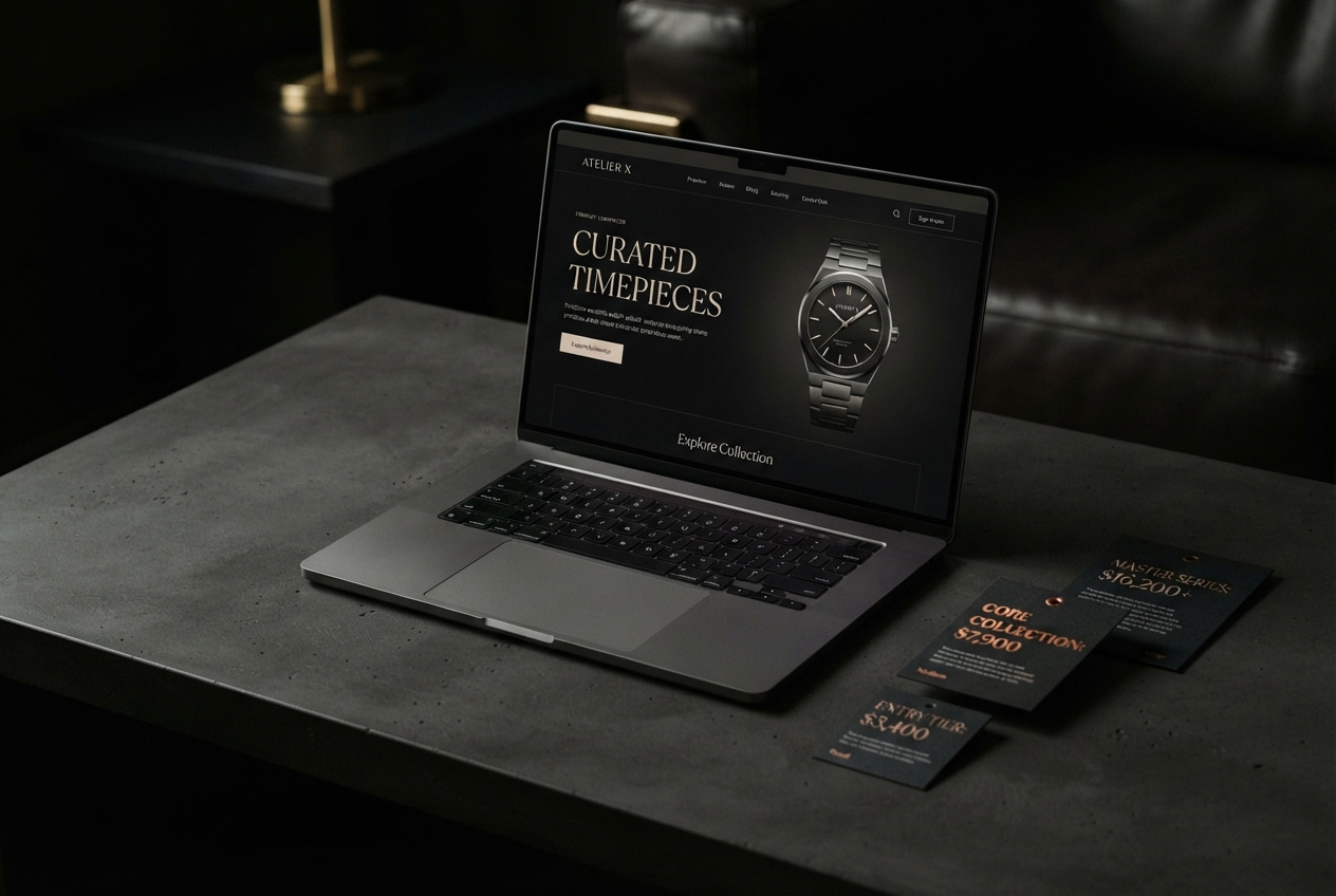 website cost — a website design shown with tiered price ranges